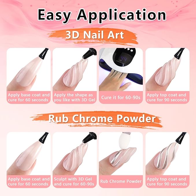 3D Gel Nail Art, 15g Clear Sculpting Gel Glue for Carving, Molding and Drawing Nails Art Designs, No Wipe Nail Polish Rhinestone Glue for Gems Decoration Manicure Salon Home DIY
