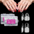500PCS Clear Acrylic Nail Tips, 2 Shapes 10 Sizes - Half Matte Full Cover Fake Nails for DIY Manicure, Salon Professionals & Beginners - Short Almond Oval Pre-Shaped Extensions