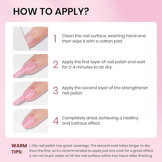 Regular Pink Nail Polish Quick Dry,Air Drying Fast Finger Nail Lacquer Non Gel Glossy Salon Manicure DIY at Home 0.54 fl.oz