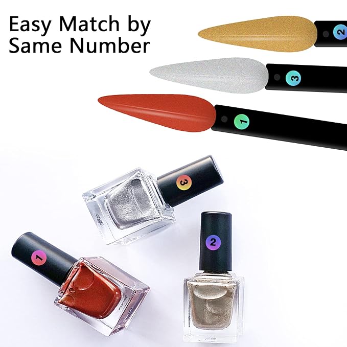 100 ps Nail Swatch Sticks with Number Stickers, Color Display Stiletto Tips, Fan-shaped Nail Practice Sticks, Color Wheel Sample (Black)