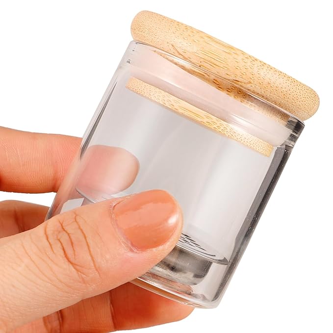 VILLCASE Nail Brushes Washing Cup, Dappen Dish with Lid, Large Capacity, Glass Nail Art Dish Manicure Bowl for Sequins Glitter Powde