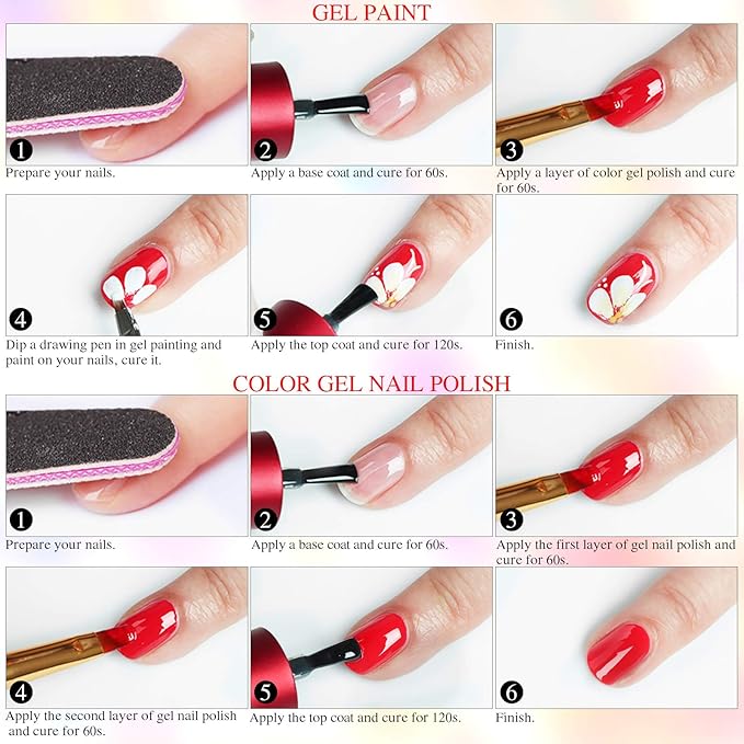 SAVILAND 36 Colors Gel Paint Kit: Solid Nail Art Gel Polish with 15 pcs Painting Drawing Nail Brushes for DIY Nails Art Design & Manicure Home Salon Use