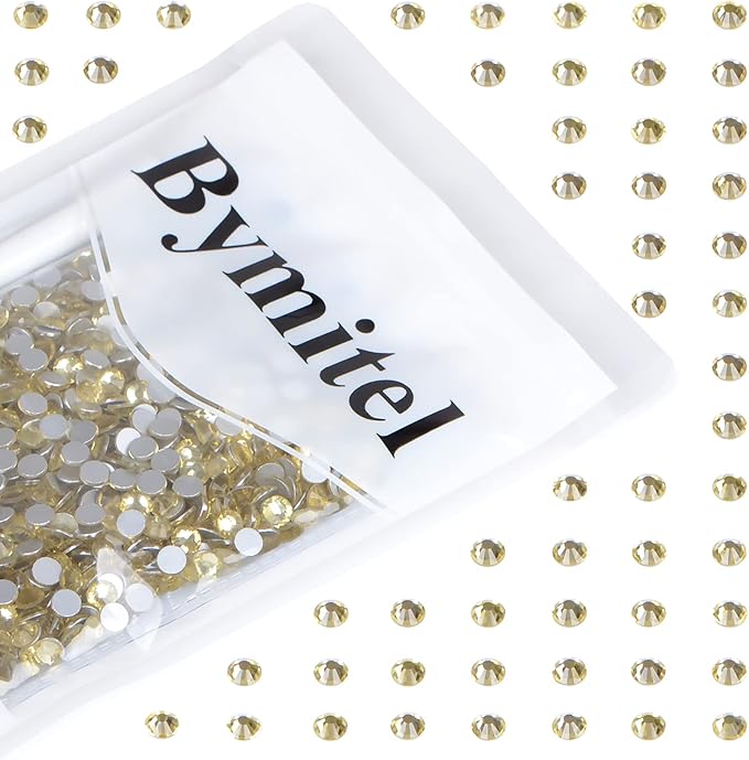 1440PCS Art Nail Rhinestones Non Hotfix Glue Fix Round Crystals Glass Flatback for DIY Jewelry Making with one Picking Pen (ss20 1440pcs, Jonquil)