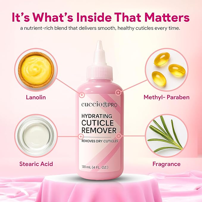 Cuccio Pro Hydrating Cuticle Remover 4 fl oz – Professional Fast-Acting Cuticle Softener & Remover for Dry, Rough Cuticles, Moisturizing Lanolin-Infused Formula for Healthy Nails