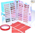KADS Holographic Press-On Nails Organizer Book - 2 Double-Sided Storage Pages with Adhesive Backing, Includes 60 Pre-Cut & 1 Roll 300cm Double-Sided Tape for Nail Artists & DIY Enthusiasts