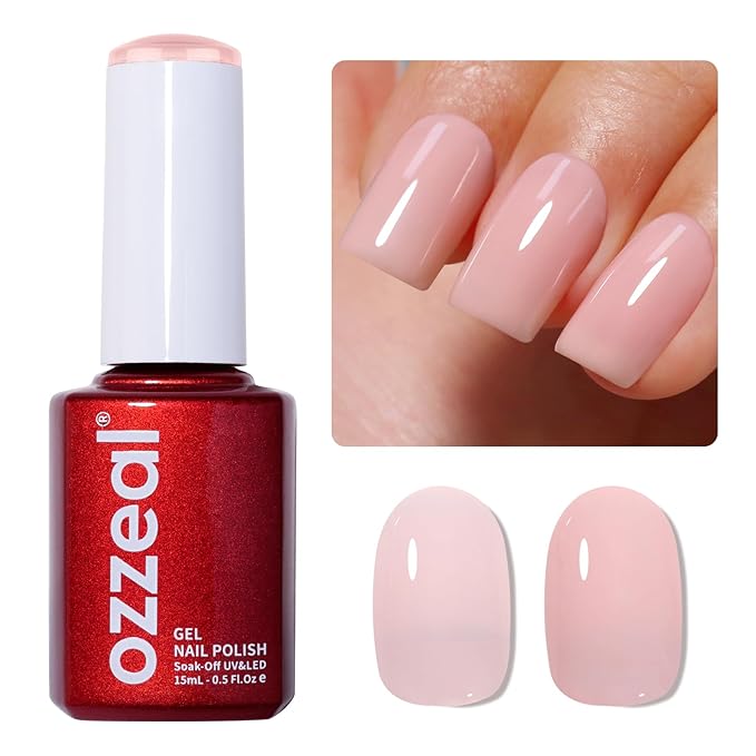 Jelly Gel Nail Polish, Nude Jelly Nail Polish Gel Translucent Spring Summer Sheer Nail Gel Polish Soak off UV LED for Nail Art DIY Manicure 0.5 Fl Oz