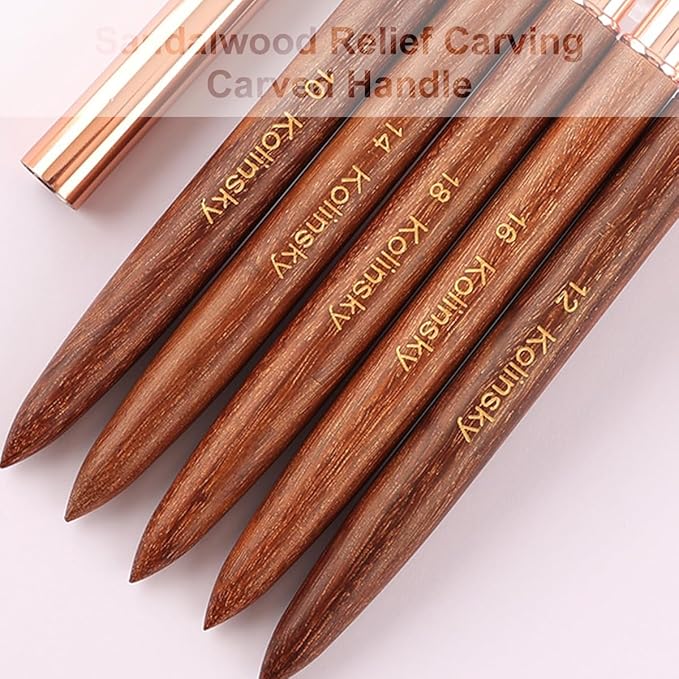 100% Pure Kolinsky Acrylic Nail Brush Size 2 for Acrylic Application - Acrylic Powder Brush for Nail Art Professional Salon Quality Acrylic Powder Brush for Nail Art Extension (Rose Gold Wood) (12#)