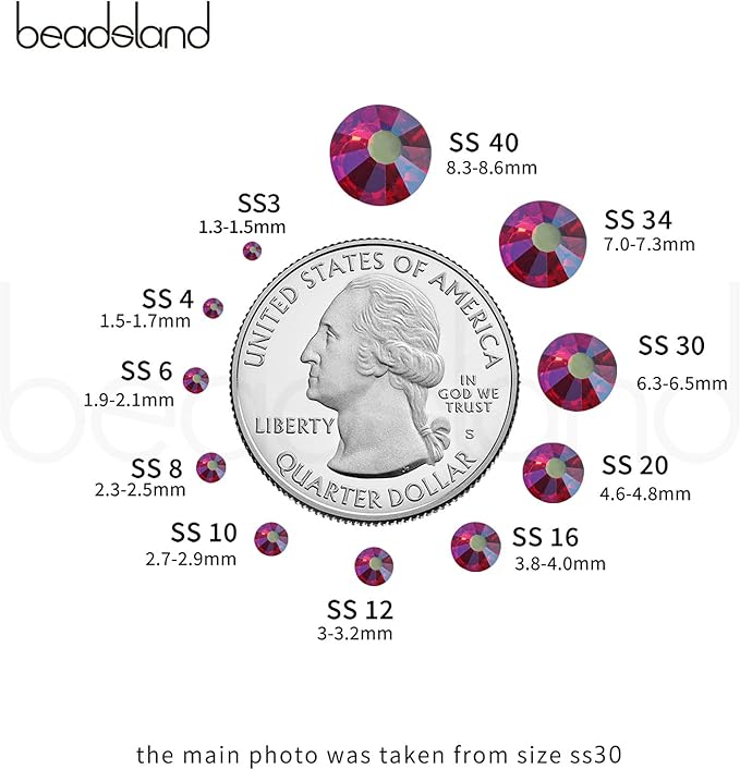 Beadsland 2880pcs Flat Back Crystal Rhinestones Round Gems for Nail Art and Craft Glue Fix, Light Siam AB, SS16,3.8-4.0mm