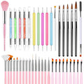 42PCS Nail Art Brushes, Nail Art Tool Set, Including Nail Brushes, Striping Nail Art Liner Brushes, Nail Drawing Brushs, Nail Dotting Pens, Silicone Sculpture Pens for Home Salon Nail Design