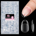 UNA GELLA Short Oval Nail Tips, 510Pcs 15 Sizes Pre-Buffed Full Cover False Nails, No File Needed Inner Matte Soft Gel Nail Tips, Clear PMMA Soak Off Acrylic Nail Extensions for DIY Home Salon
