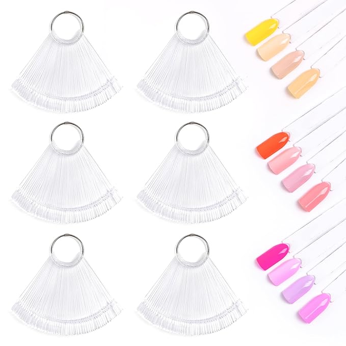 MelodySusie 300 Pcs Nail Swatch Sticks with Ring, Clear Swatches for Gel Polish, Transparent Acrylic Practice Tips, Suitable for Displaying Colors, Training Nail Art for Beginners and Professionals