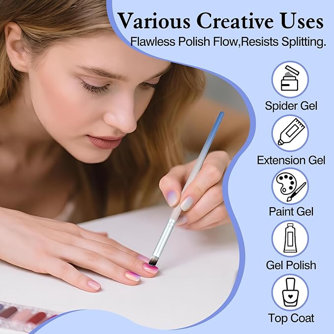 7pcs Ombre Nail Brush Set – Wooden Handle Gradient Nail Art Pens for Gel Polish & Acrylic Design