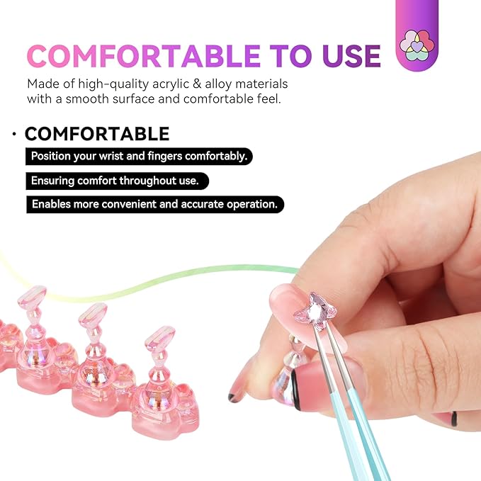 SAVILAND Nail Stand for Press Ons :10 Pcs Strong Adhesive Cat Claw-Shaped Nail Holder for Painting Nails Super Magnet Nail Stand & 1 Pcs Flower-Shaped with 40 Pcs Reusable Putty for Nail Practice Salon
