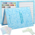 320 Nail Color Book,with 480 Flase Tips & 1-400 Number Sticker Labels,Leather Professional Nail Color Swatches Book for Polish UV Gel(Blue)