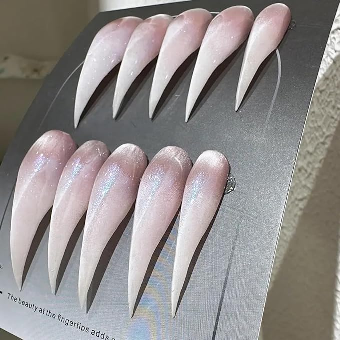 Halloween Press Claw on Nails Long Short Medium Curved Stiletto Handmade Gothic Design Horror Vampire False Nails Dragon Cat Claw Press on Nails Glossy Glue on Nail Thick Acrylic False Nails