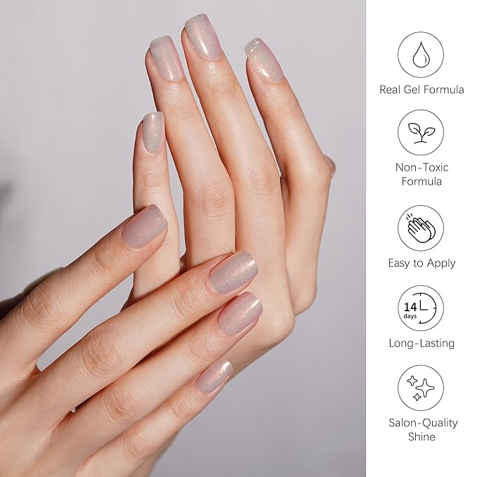 DANNI & TONI Semi Cured Gel Nail Strips Mermaid Glitters (Fairy Dust) Aurora Gel Nail Stickers 28 Stickers Gift for Woman