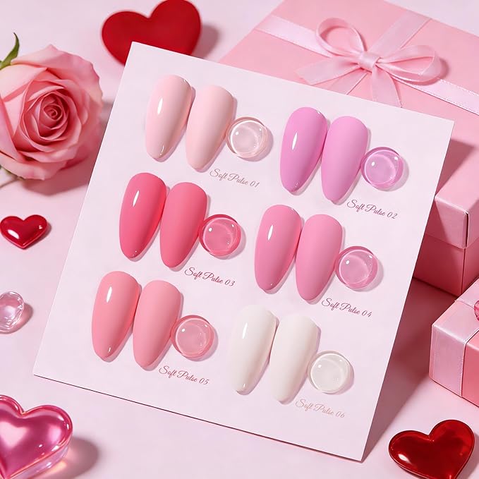 BORN PRETTY Pink Gel Nail Polish Set 6 Colors Sweet Nude Baby Light Pink Soak Off U v Gel Polish Kit for Salon Manicure and Nail Art DIY at Home