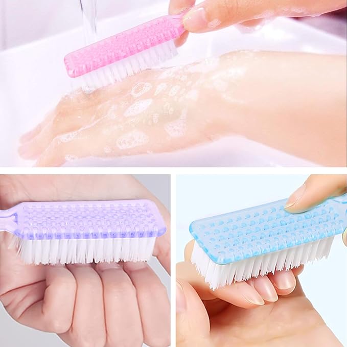 NICEMOVIC 20 Pcs Nail Brush for Cleaning Fingernails, Handle Grip Nail Scrubber Brush, Hand Fingernail Cleaner Brush Manicure Tools Scrub Cleaning Brushes, Use for Toe and Nail Cleaning (Clear)