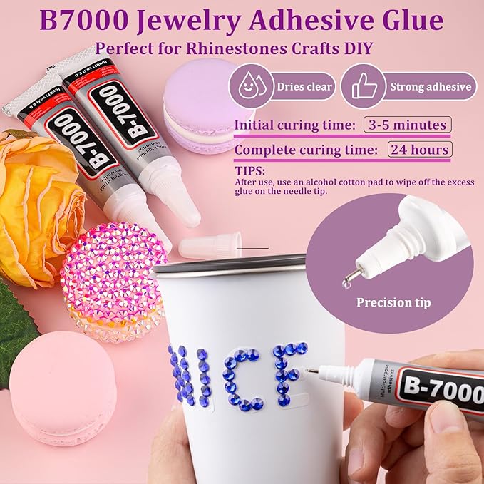 30000Pcs Royal Blue Rhinestones for Bedazzling with B7000 Jewelry Glue, Bedazzler Kit Bulk Flatback Gems, Resin Rhinestones for Crafting Crafts Clothing Shoes Fabric Nail Art Assorted Size 2/3/4/5/6mm