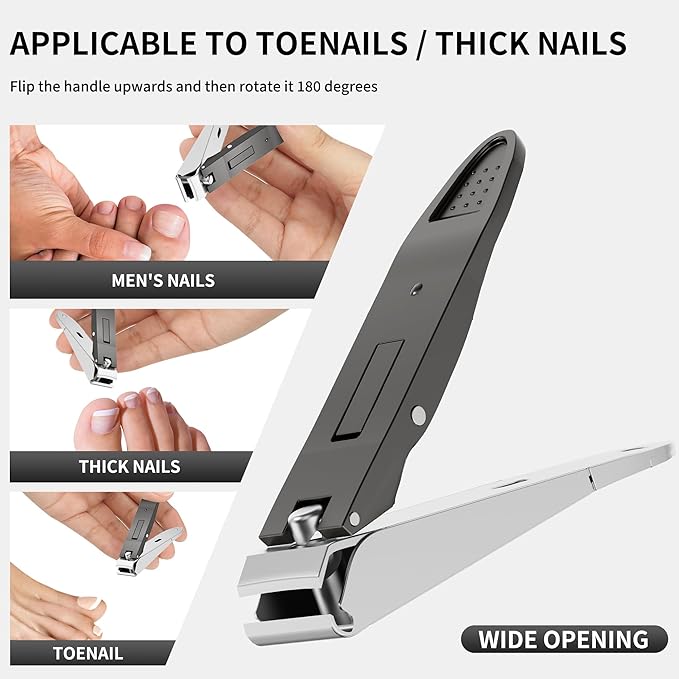 Heavy Duty Nail Clippers for Men Sharp Stainless Steel Fingernail and Toenail Cutter with Nail Catcher Precision Grooming Tool for Thick Nails Gift for Dad Husband Him