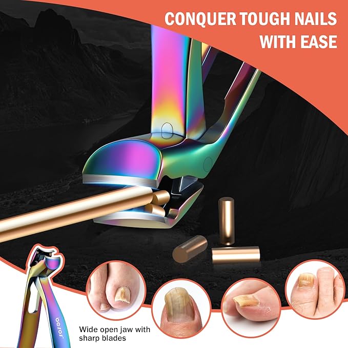 BEZOX Toe Nails Clipper - Toenail Clippers for Seniors Thick Toenails, Ergonomic Fingernail Clipper for Men and Women - Rainbow