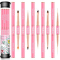 Nail Art Brushes Set 5pcs Double-Ended Nail Brushes for Nail Art with Nail Extension Gel Brush, Builder Gel Brush, Nail Art Liner Brush