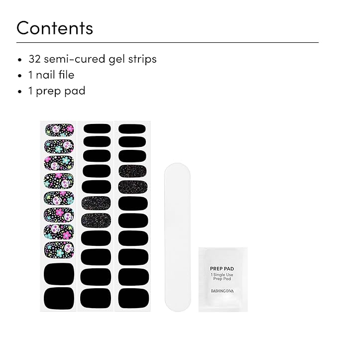 Dashing Diva Gloss Nail Strips - Bone To Pick - UV Free, Chip Resistant, Long Lasting Gel Nail Stickers - 3-Piece Manicure Set - Contains 32 Wraps, 1 Prep Pad, 1 File
