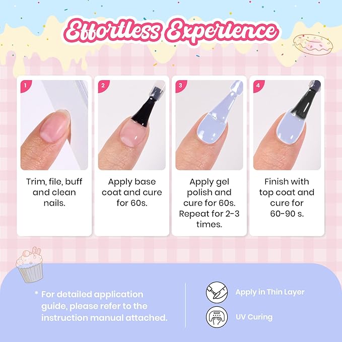 Beetles Blue Gel Nail Polish - Blueberry Smoothie Pastel Blue Gel Polish, Same Color Same Bottle, Soak Off UV LED Lamp Pastel Nails Art, Long-Lasting Manicure Salon DIY Home Spring Nails
