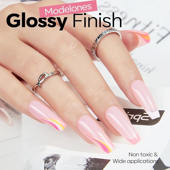 modelones Pink Gel Polish Light Pink Gel Nail Polish Babay Pink Nail Polish Soak Off Nail Art Gel Manicure Soft Nails DIY 15 ML