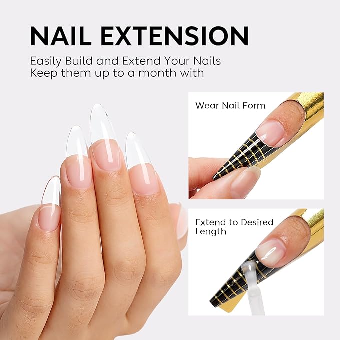 Nicedeco Builder Gel 15ML 8 in 1 Kit - Clear Base, Hard Gel, Extension Nail Gel for Nail Art Design-008