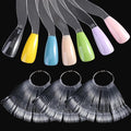150 Pcs Nail Swatch Sticks with Ring, Clear Coffin Nail Tips for Nail Art Polish Practice Color Display, Acrylic False Nail Sample Sticks Nail tech Supplies for Home or Salon Use