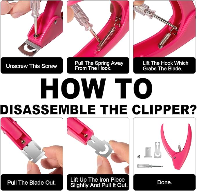 Pink Adjustable Nail Clippers with Magnet Sizers for Acrylic Nails, Professional Stainless Steel Fake False Nail Tip Sharp Clipper Cutter Trimmer, Manicure Tool for Salon Home Nail Art