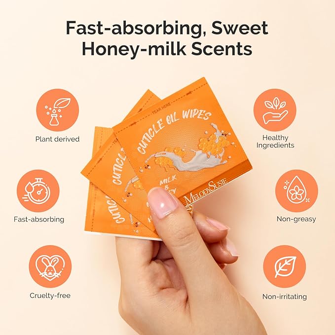 MelodySusie 100Pcs Mini Cuticle Oil for Nail,Hydrating Nail & Cuticle Care,Travel Size,Cuticle Repair Treatment for Dry & Damaged Nails,Portable and more Convenient Milk & Honey