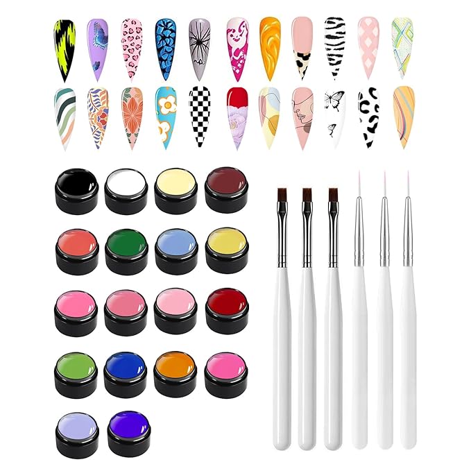 18 Colors Nail Painting Gel Set, Nail Paint for Nail Art Gel Polish For French Tip Tool Design For Home Salon DIY Nail Art,UV/LED Curing Required