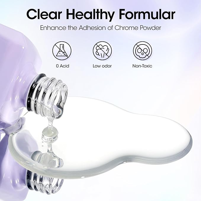 GELLEN 18ml Gel Top Coat for Chrome Nail Powder, No Wipe Clear Top Coat Polish, High Glossy Mirror Effect, UV Light Needed, Long Lasting Soak off, for Metallic Gel, Nail Art Manicure
