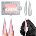NOVO OVO Extra Long XXL Stiletto Pointed Nail Dual Forms for Polygel Extension, Reusable Full Cover Acrylic/Builder/Hard Gel Poly Gel Molds of Manicure Art for Salon DIY x 14 sizes 280 Pcs