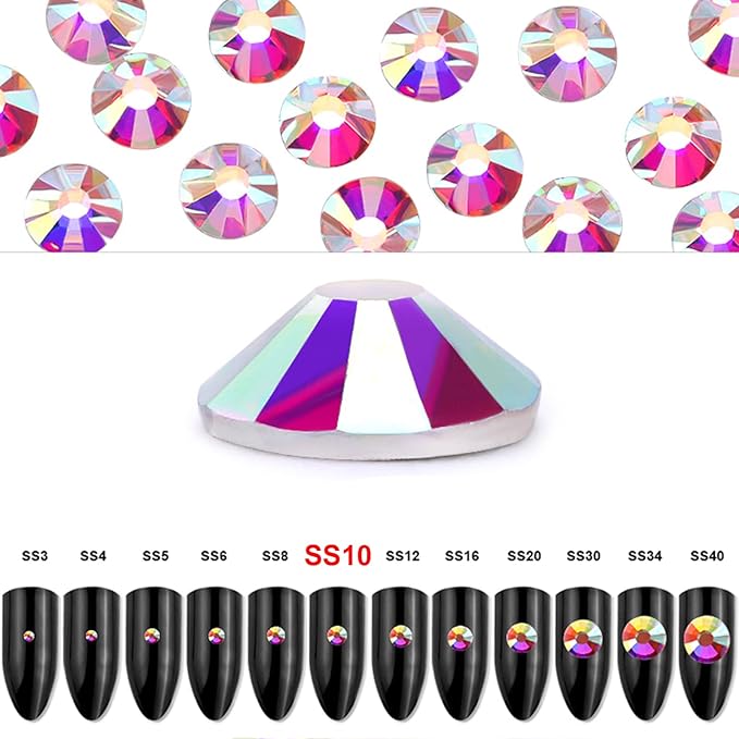 Dowarm 1440 Pieces SS10 Flatback Crystal AB Rhinestones, 2.8MM for Craft Nails Dance Costumes, Non Hotfix
