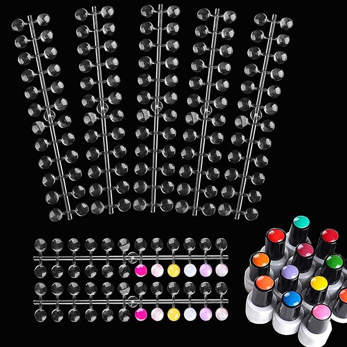 360pcs Nail Polish Swatch Dots, Nail Color Display Chart, Round False Nail Display Tips Clear with Adhesive Sticker, Color Display Tips for Nail for Nail Swatches Training Practicing Cards