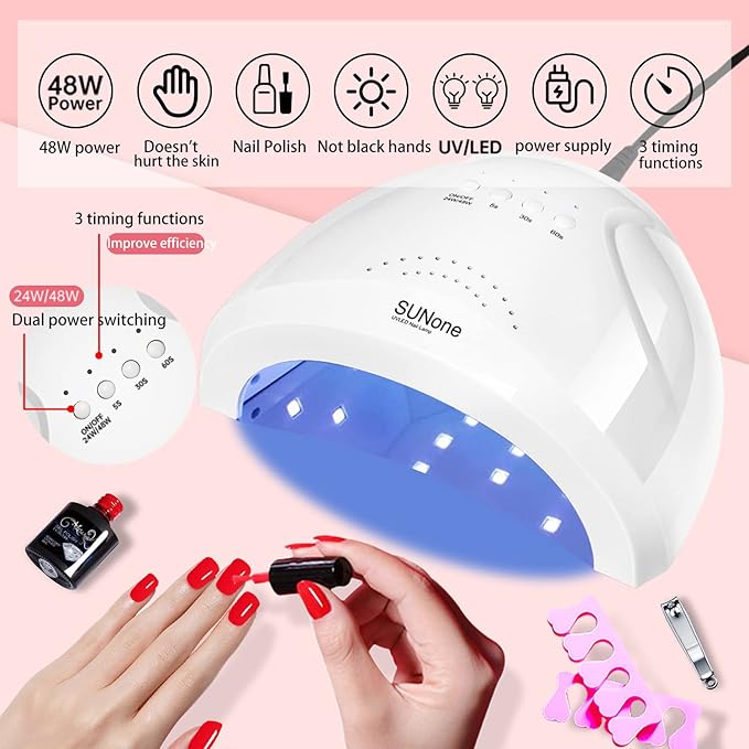 Gel Nail Polish Kit with 48W UV Lamp, 22pcs nail polish with Base Coat and Top coat, 6 Colors Extension Poly Nail Gel set，Nail Drill & More,Professional Manicure Tool for Home DIY Salon