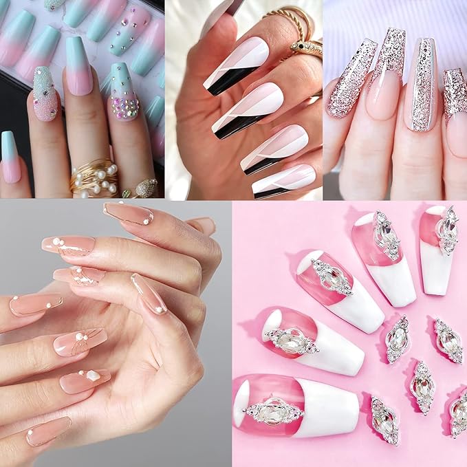 UNA GELLA Long Coffin Nail Tips, 216pcs Clear Long Coffin Gel Nail Tips False Fake Press on Nails Tips Full Cover Acrylic Nails Coffin Shaped For Nail Extension DIY Salon Soft Gel Tips 12 Sizes