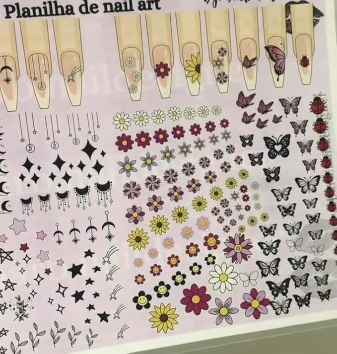 Gel & Acrylic Nail art Practice Sheet,Reusable Nail Art Training mat DIY Sticker Stencil Guide French Tip stiletto Nail Sculpting 3D Nail Design Worksheet Nail Tech Practice Gel X acrylic nails (9)