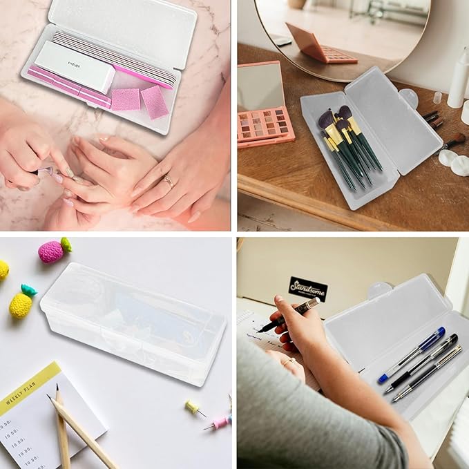Manicure Tool Box, Nail Tool Organizer Personal Nail Box Storage Case for Organizing, Container for Nail Supplies Clear Plastic Nail Tool Box for Manicure Pedicure Kit (2 Packs)
