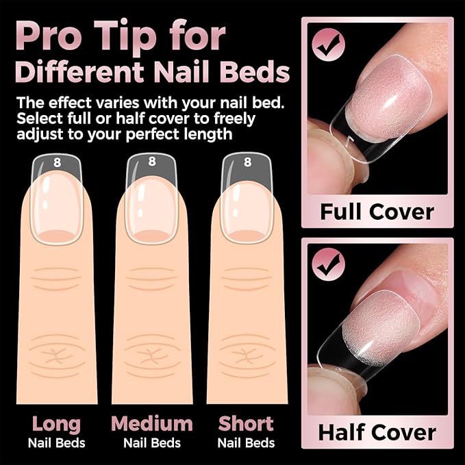 Square Nail Tips: 240Pcs Short Squoval Soft Gel Tips, Pre-Etched Full Cover Gelly Fake Nails, No Filing Needed, Thin Cuticle & Thick Tip Clear Extension System for DIY Home Salon 12 Sizes