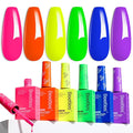 Beetles Gel Nail Polish Set – 6 PCS HEMA-Free Neon Bright Gel Nail Kit, Highly Pigmented Soak Off UV LED Long-Lasting Tropical Mood Color Valentines Gift Set for Women DIY Manicure Home Salon