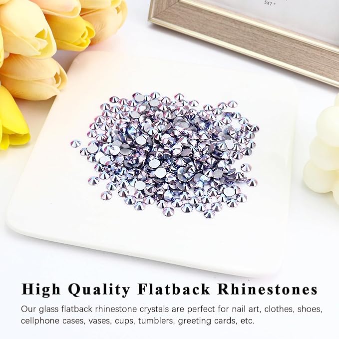 1440PCS SS20 Flatback Crystal Rhinestones Round Gems for Nail Art and Craft Clothes Glue Fix, Blue Lotus Purple (4.6-4.8mm)