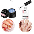 akartt Gel Nail Glue, 3 in 1 Gel Tips Nail Glue for Acrylic Nail Extension Adhesive Bond Bundle 3D Painting Gel Clear Nail Gel for Naills Art Chrome Nail Powder Sculpting Gel No Wipe UV Gel
