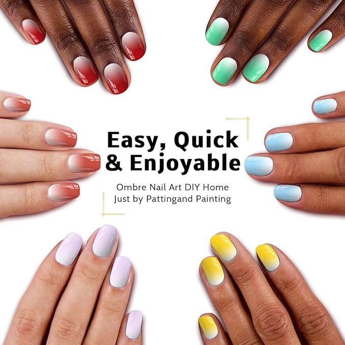 Sponge Pat Paint Nail Gel, 9 Colors Ombre Nails Gradient Gel Nail Blush Blooming Aura Nails Drawing Stripper Floral Painting Nail Art, No Wipe, UV/LED Curing (9 Colors C)