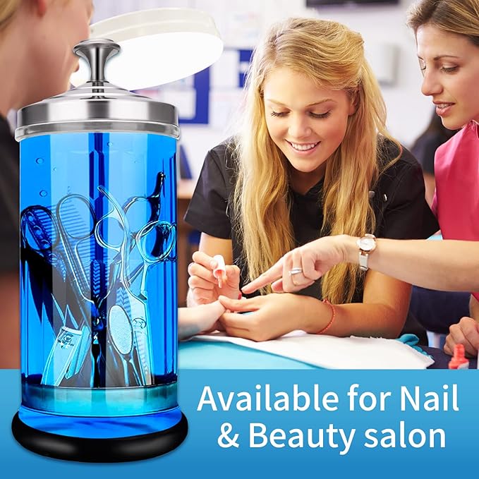 Disinfectant Sterilizer Glass Jar for Nail Tools and BarberShop Hair Stylist Tools (33 Oz /1000ml)