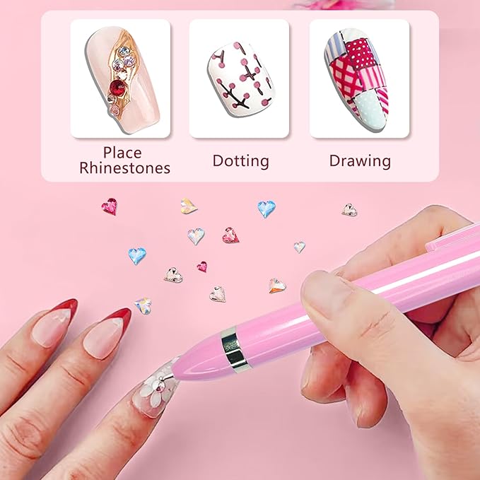 HJ Nail Dotting Pen Ballpoint Design Nail Art Kit with Tip Dot Paint, Pink