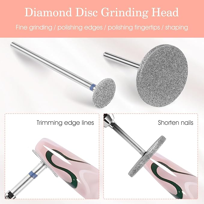 JIEYAO 2 Pcs Sanding Disc Nail Drill Bits, Flat Nail Drill Bits, Electric Foot File Replacement Head Hard Skin Remover Discs Foot Callus Removal Pedicure Supplies for Nail Salon Foot Care